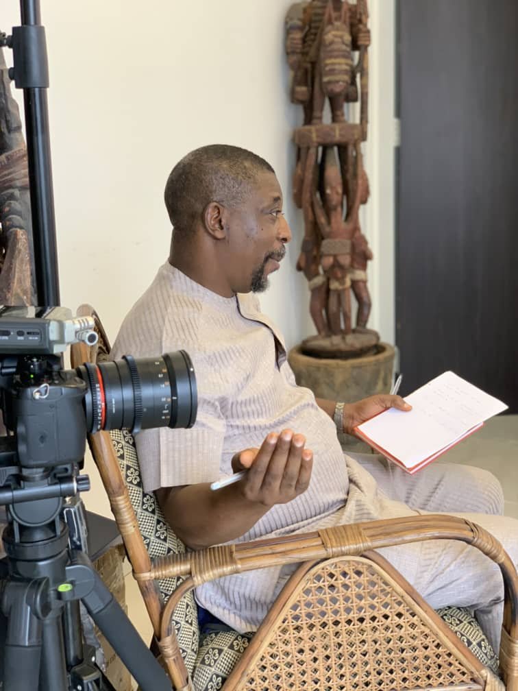 Dr Bisi Adigun being filmed for a Naijaspora Media documentary interview